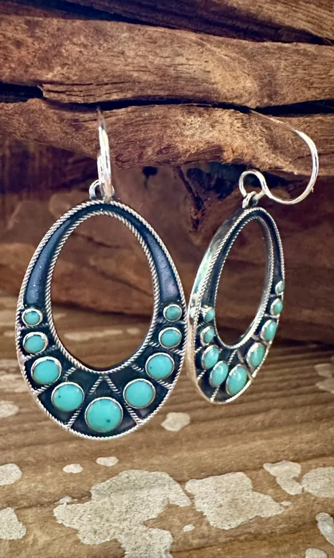 DISCO TURQUOISE Mexican Sterling Silver Earrings