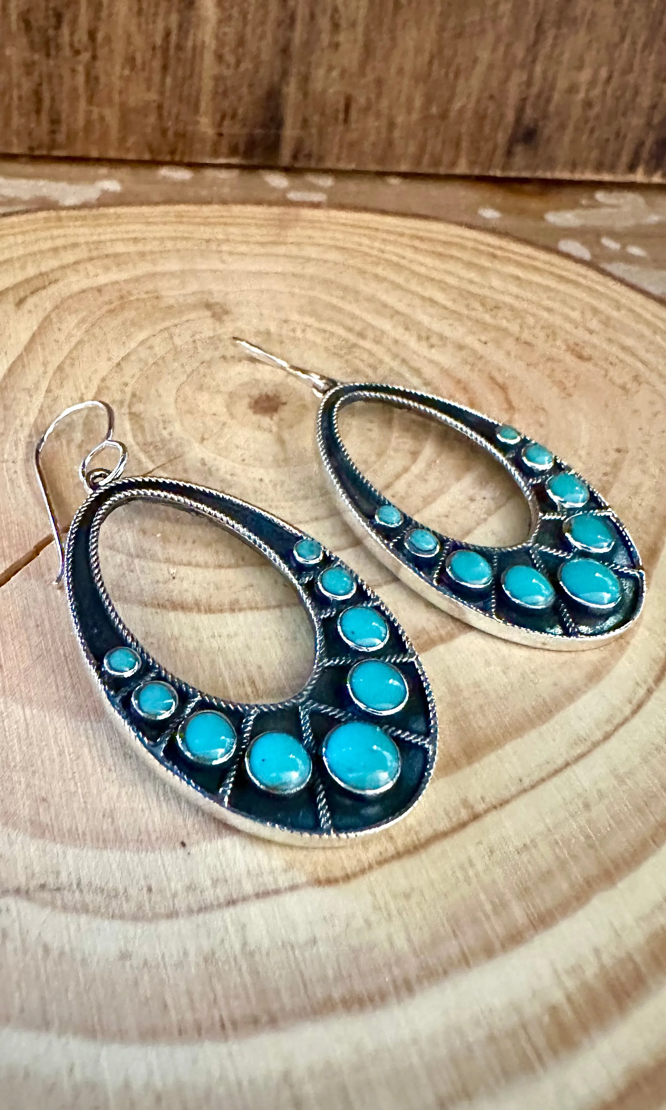 DISCO TURQUOISE Mexican Sterling Silver Earrings
