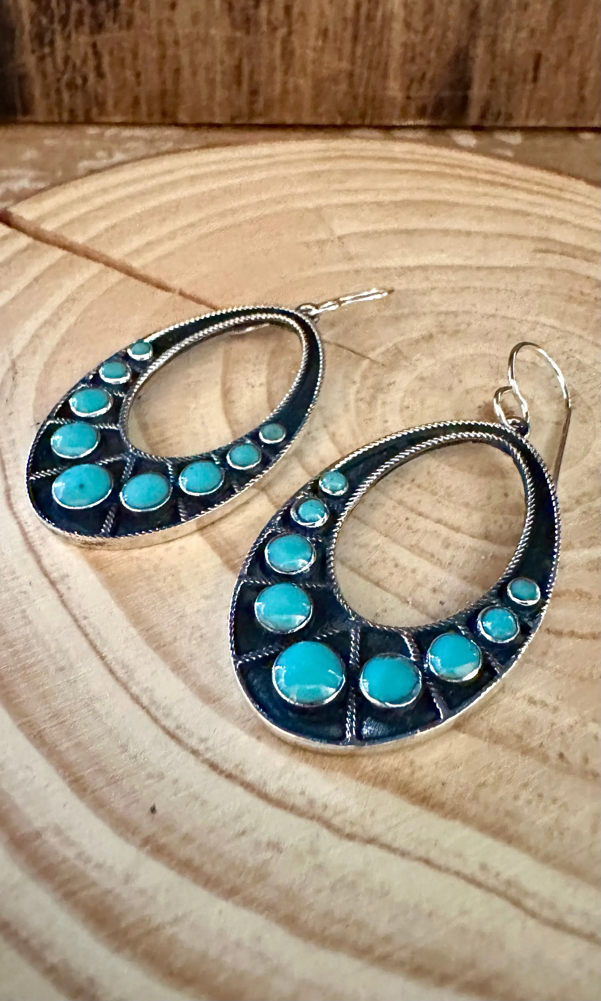 DISCO TURQUOISE Mexican Sterling Silver Earrings