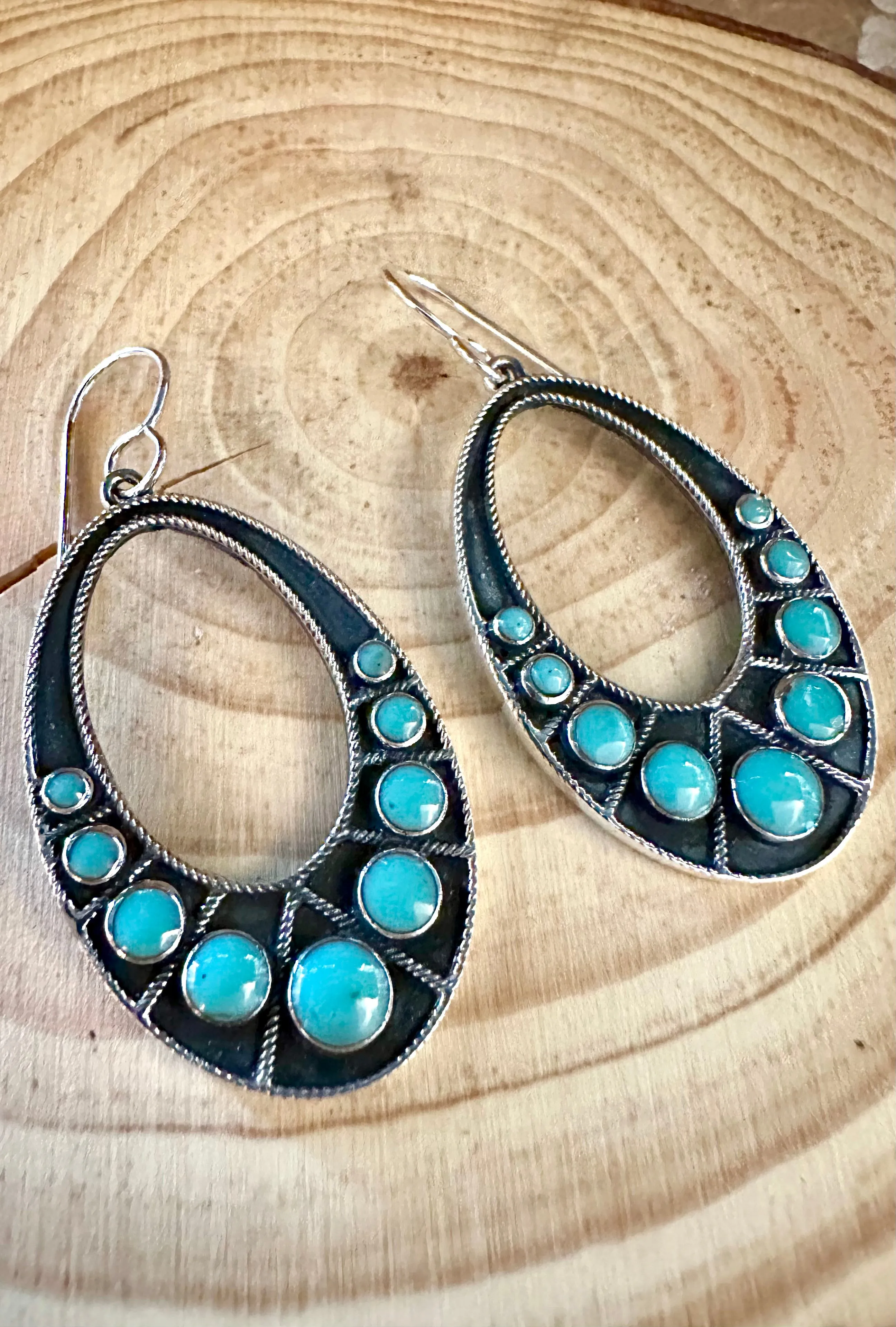 DISCO TURQUOISE Mexican Sterling Silver Earrings