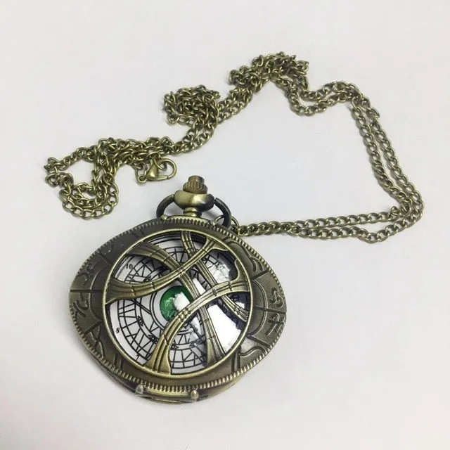 Doctor Who Theme Eye Pattern Hunter Quartz Pocket Watch Vintage Necklace Chain Retro Fob Watch Men Pendant Women Clock Best Gift