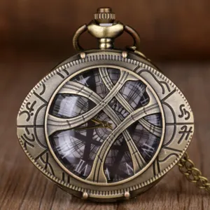 Doctor Who Theme Eye Pattern Hunter Quartz Pocket Watch Vintage Necklace Chain Retro Fob Watch Men Pendant Women Clock Best Gift