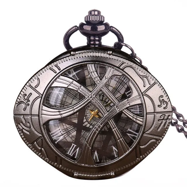 Doctor Who Theme Eye Pattern Hunter Quartz Pocket Watch Vintage Necklace Chain Retro Fob Watch Men Pendant Women Clock Best Gift