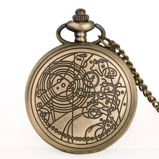 Doctor Who Theme Eye Pattern Hunter Quartz Pocket Watch Vintage Necklace Chain Retro Fob Watch Men Pendant Women Clock Best Gift