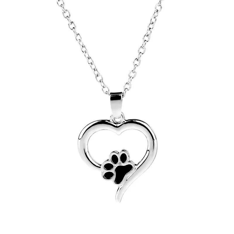 Dog Paw Print Necklace Always In My Heart Pendant Necklace