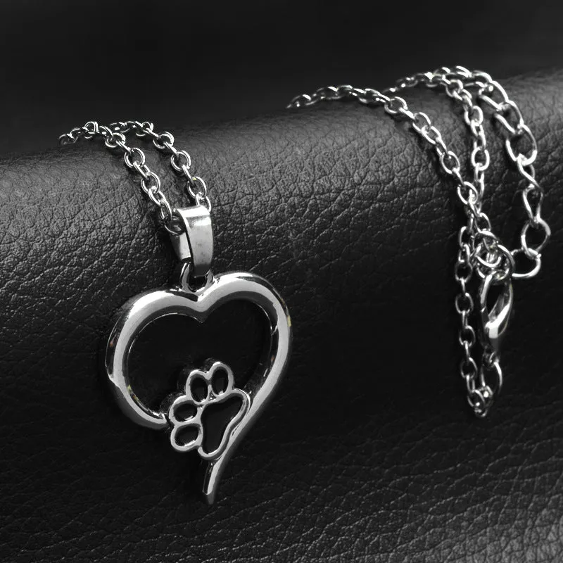 Dog Paw Print Necklace Always In My Heart Pendant Necklace