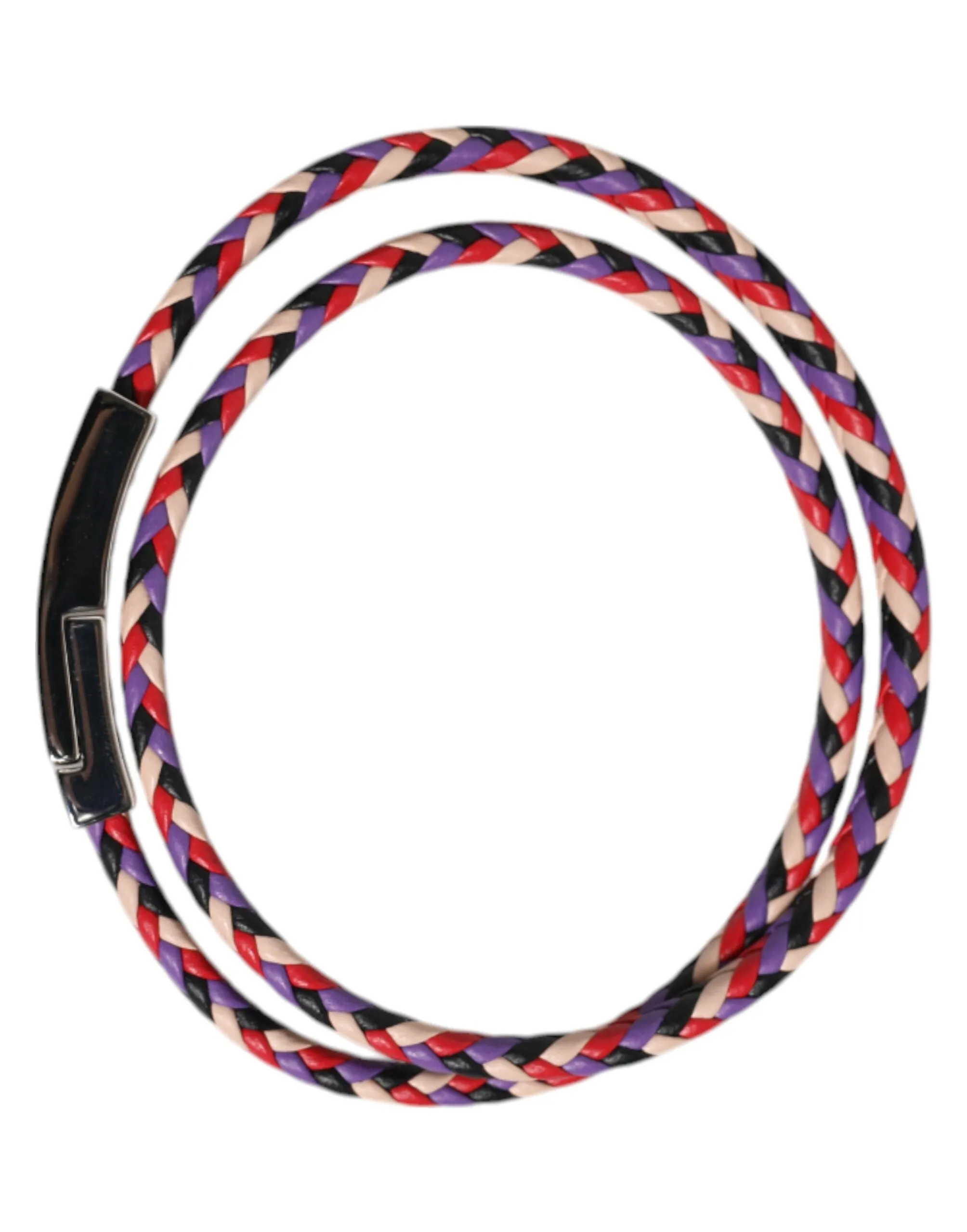 Dolce & Gabbana Multicolor Braided Woven Leather DG Logo Engraved Bracelet
