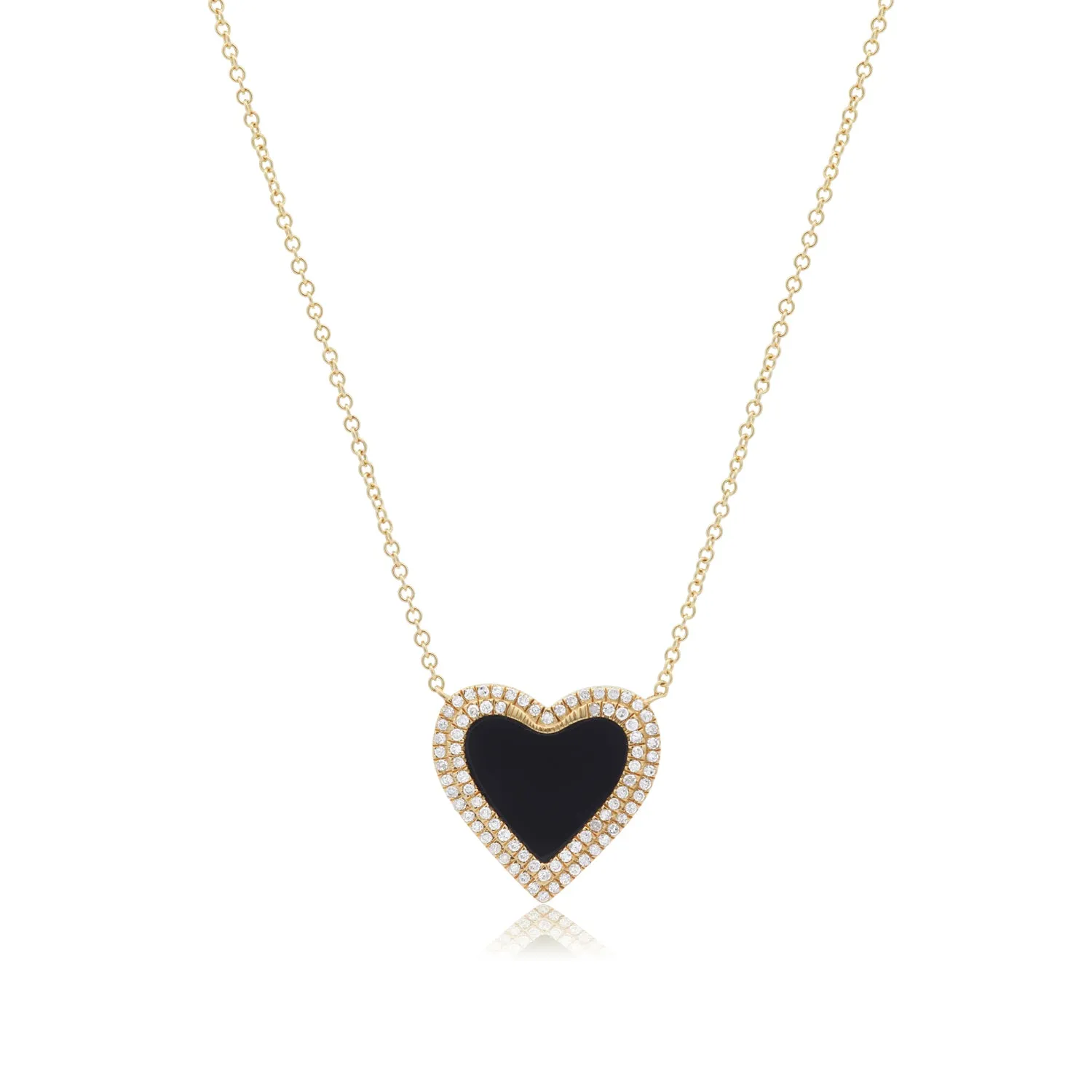 Double Diamond Onyx Heart Necklace