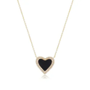 Double Diamond Onyx Heart Necklace