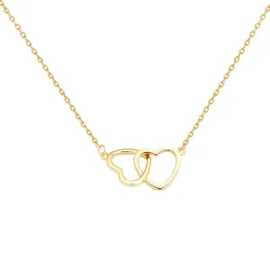 Double Heart Style 304 Stainless Steel 18K Gold Plated Plating Necklace