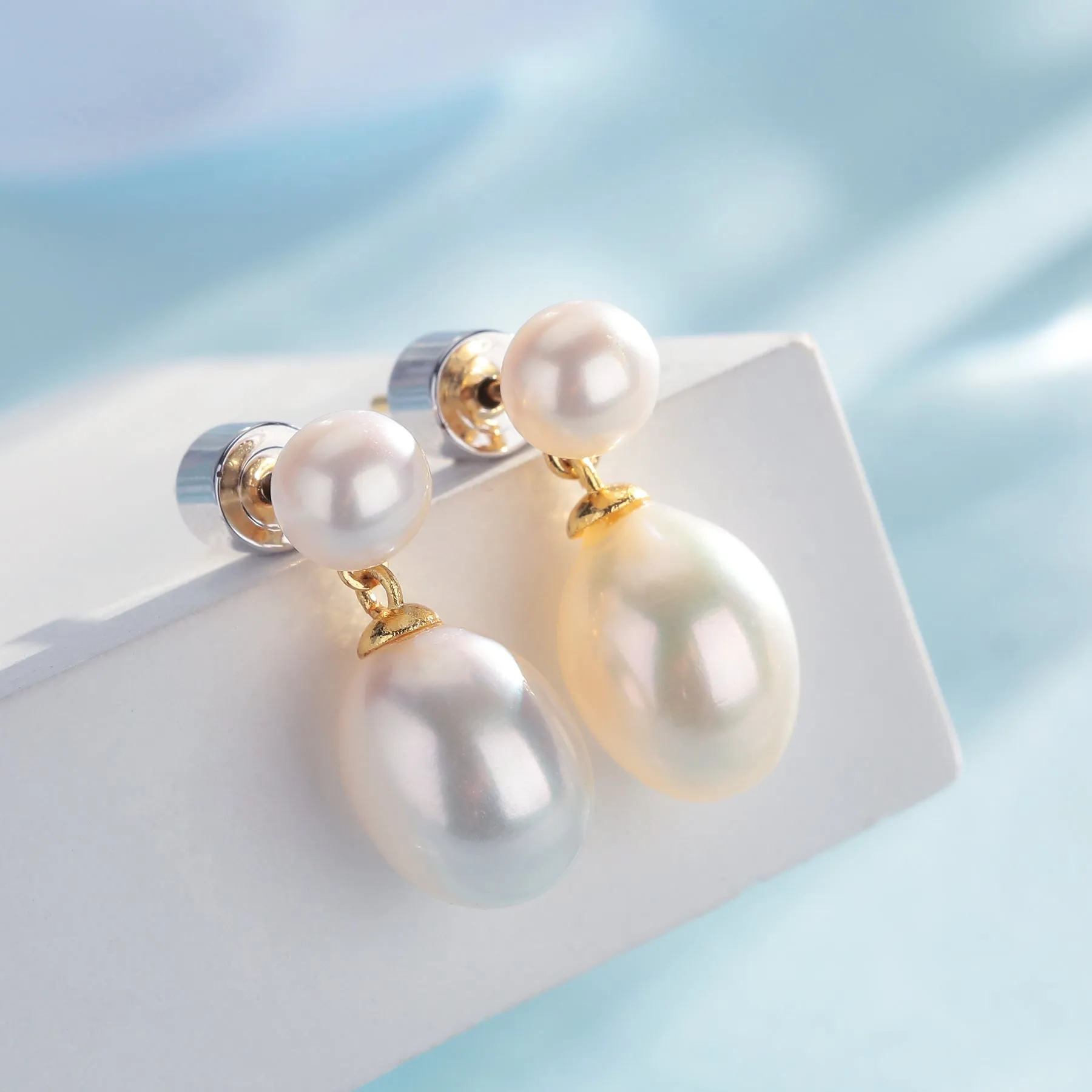 Double Pearl Freshwater Earrings