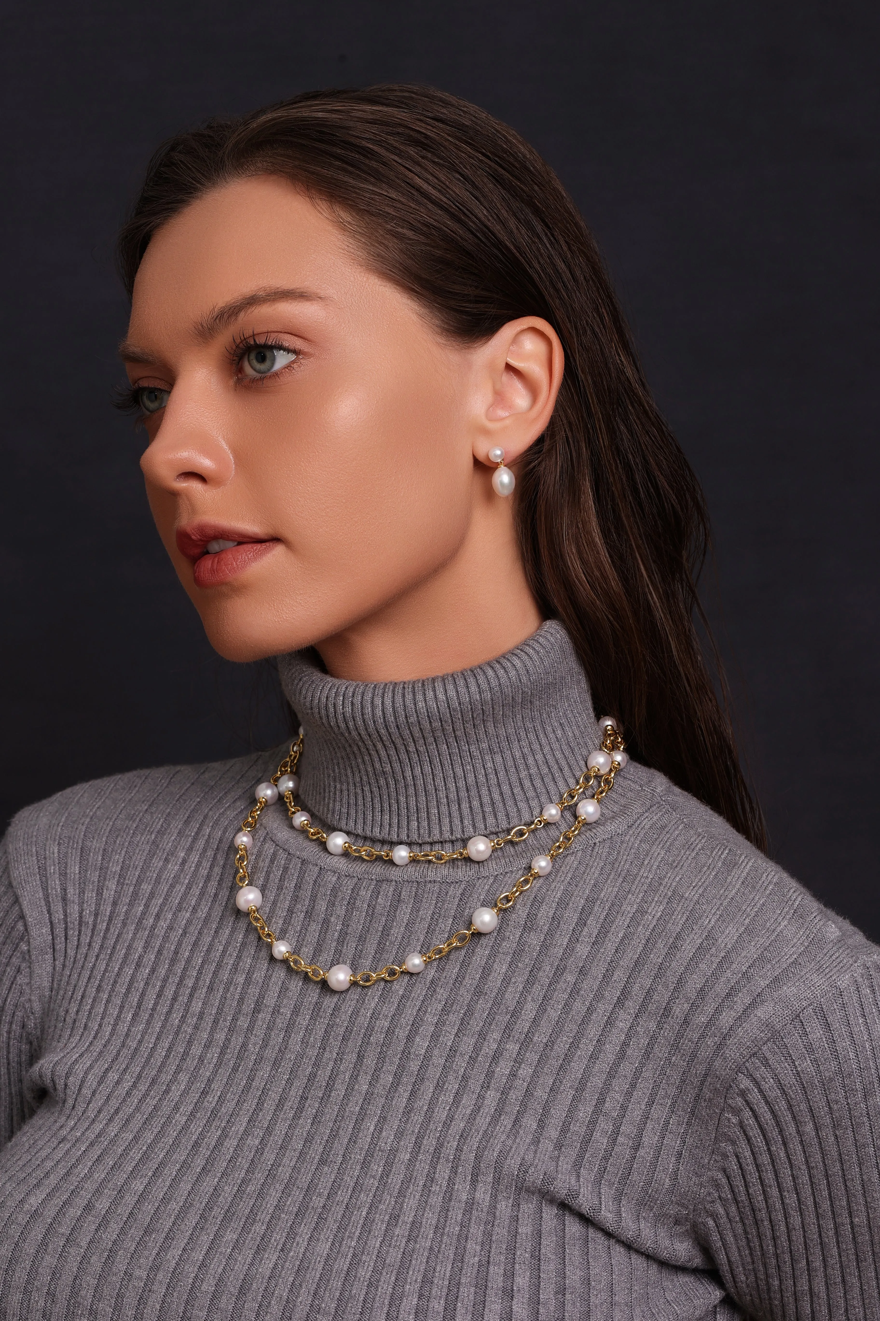 Double Pearl Freshwater Earrings