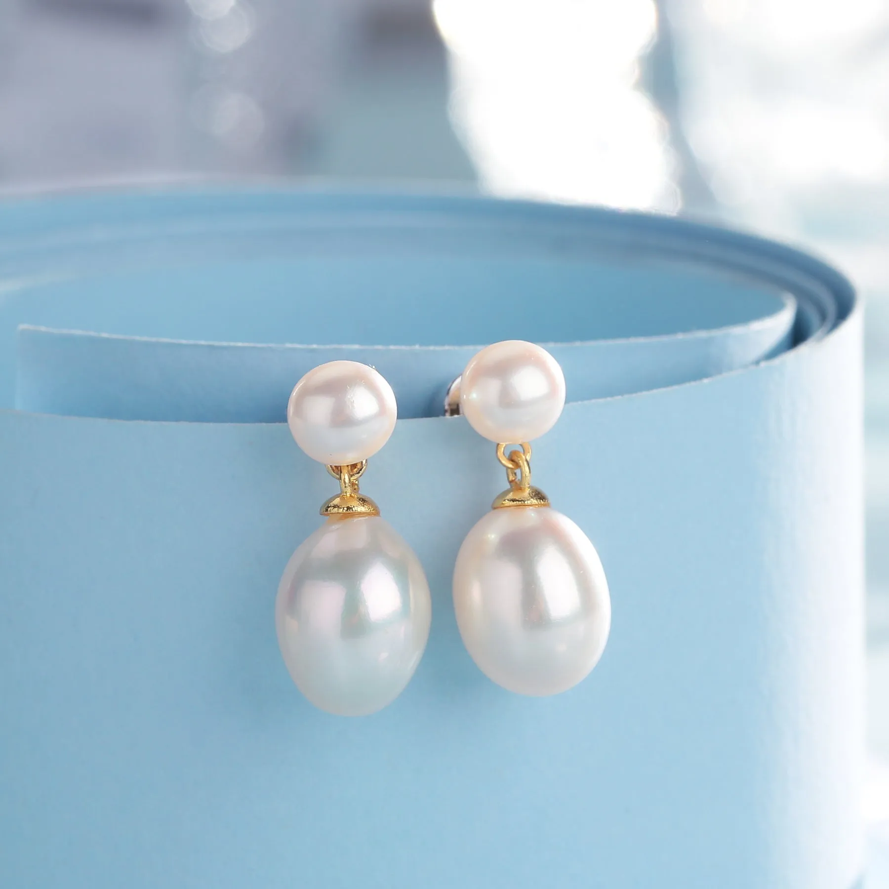 Double Pearl Freshwater Earrings