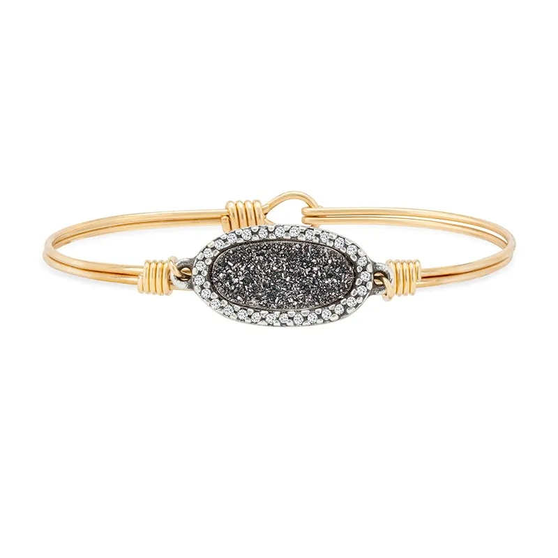 Druzy Bangle Bracelet: Iridescent Black, Gold