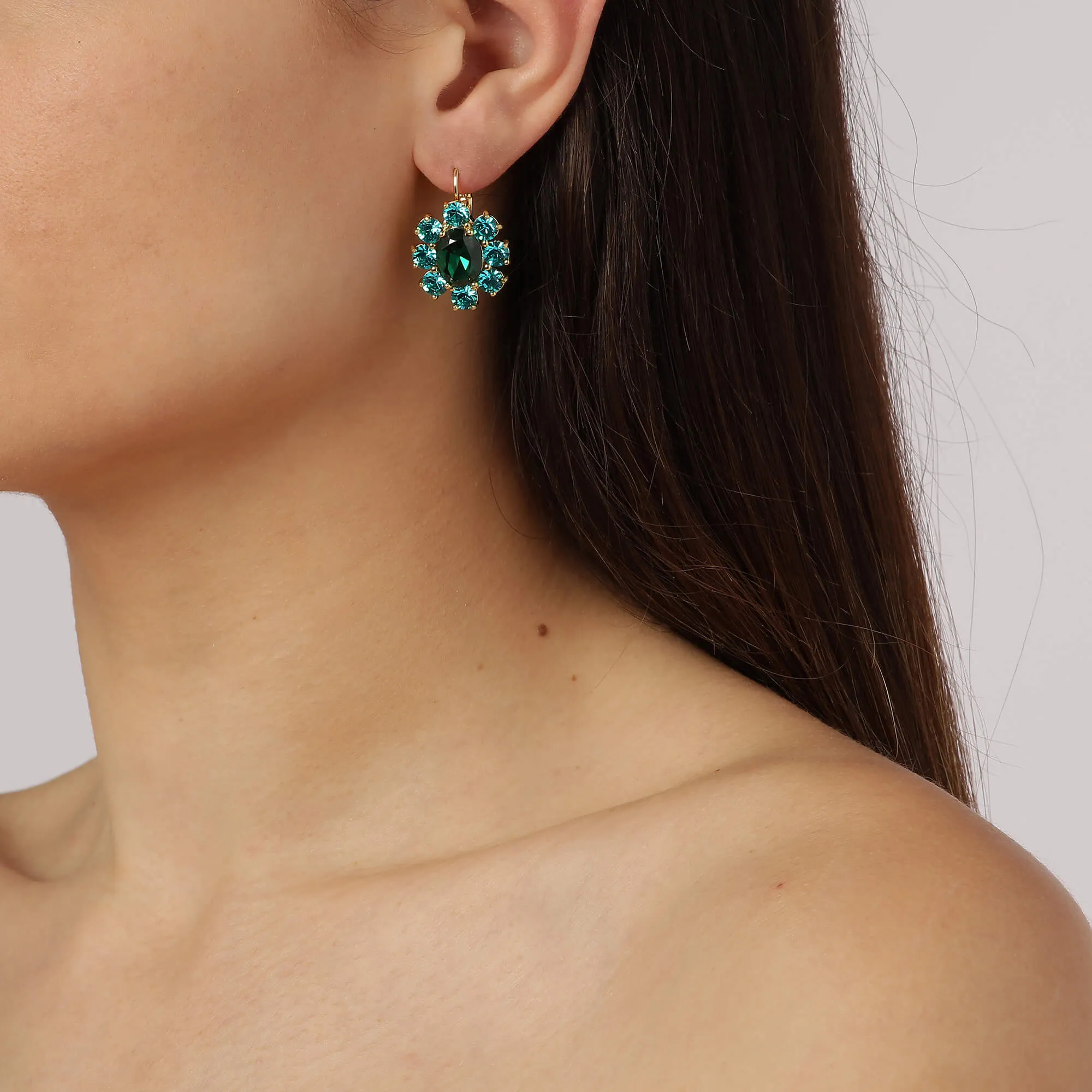 Dyrberg Kern Valentina Gold Drop Earrings - Green