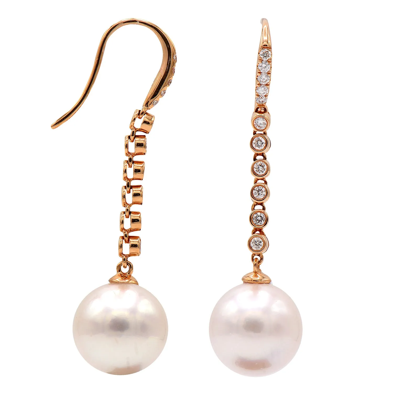 Earrings 18KR-2.5G 22D-0.35ct S.Sea 12-13mm