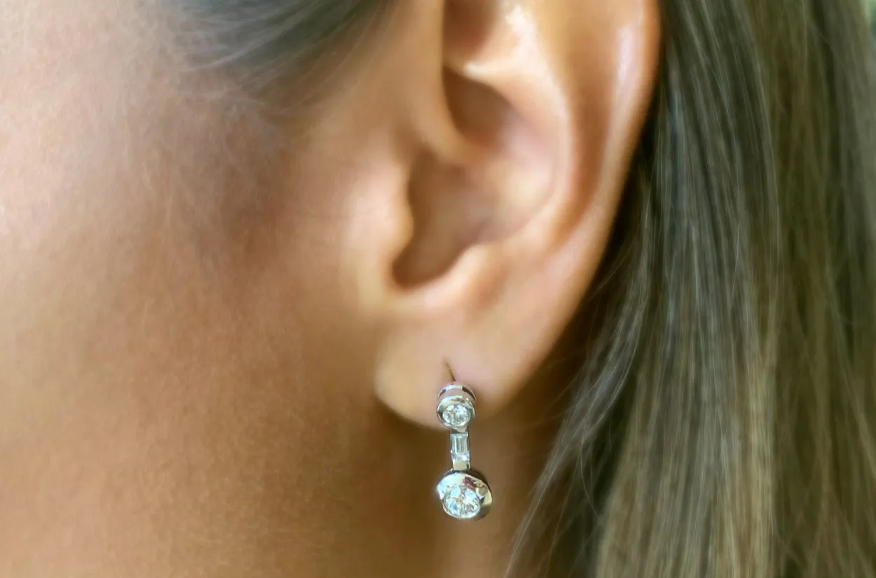 Earrings 18kt Gold Small Drop with Diamonds