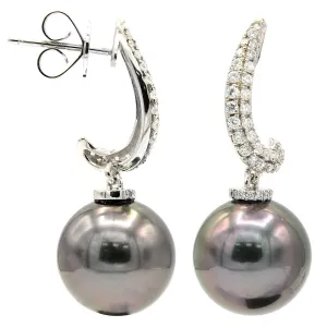 Earrings 18KW/2.4G 74RD-0.47CT Tahitian 12-13mm