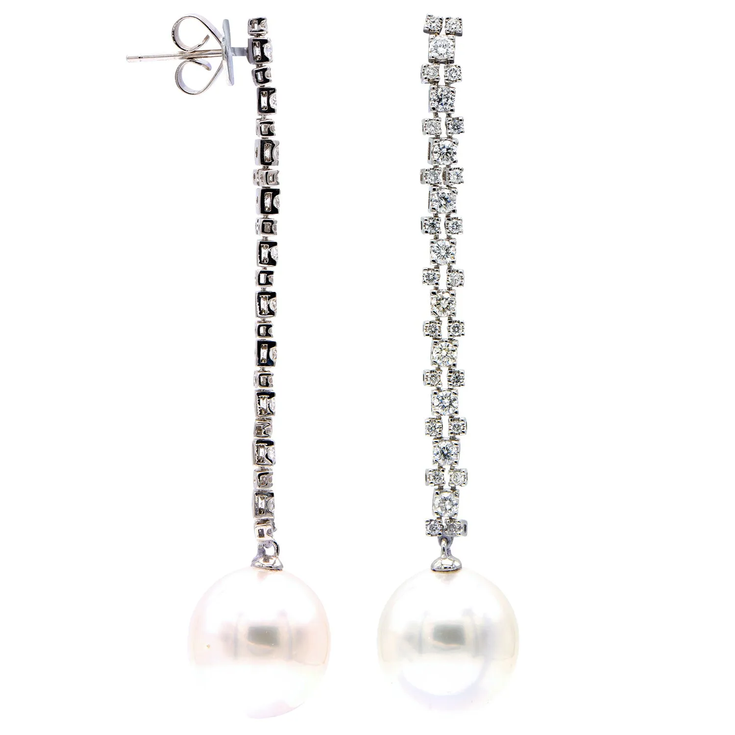 Earrings 18KW/3.7G 20RD-0.71CT 44RD-0.33CT S.Sea 12-13mm