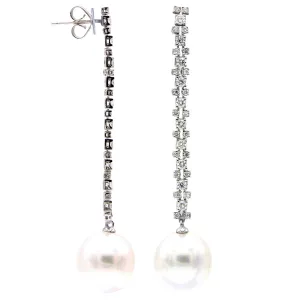 Earrings 18KW/3.7G 20RD-0.71CT 44RD-0.33CT S.Sea 12-13mm