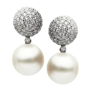 Earrings 18KW/3.9G 144RD-2.11CT S.Sea  12-13mm