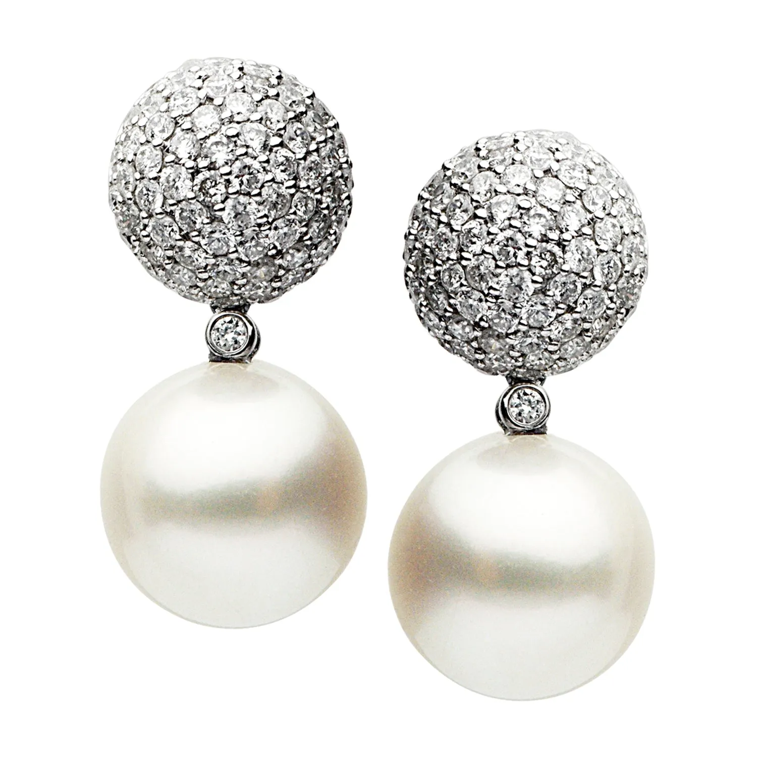 Earrings 18KW/3.9G 144RD-2.11CT S.Sea  12-13mm