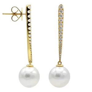 Earrings 18KY/3.0G 34RD-0.44CT S.Sea 10-11mm