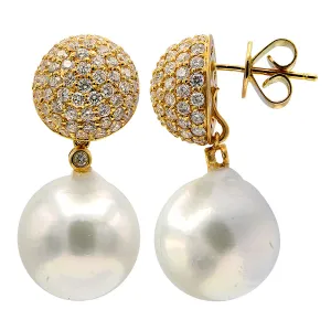 Earrings 18KY/3.9G 144RD-2.11CT S.Sea  12-13mm