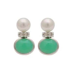 Earrings-Chrysoprase, South Sea Pearl and Diamond