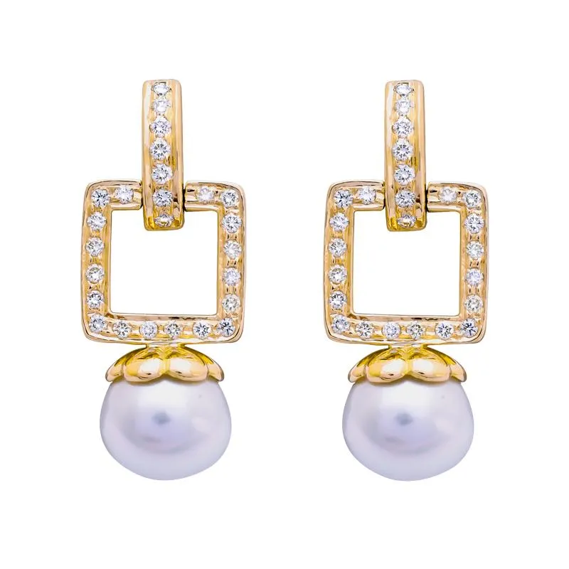 Earrings- South Sea Pearl and Diamond  (2201I)