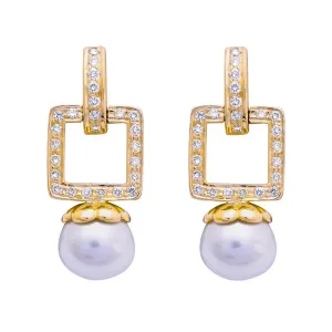 Earrings- South Sea Pearl and Diamond  (2201I)