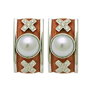Earrings-South Sea Pearl and Diamond (Enamel)  (194FS)