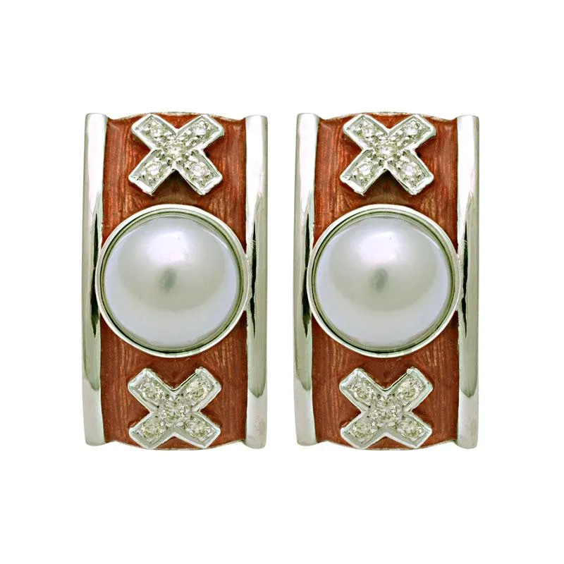 Earrings-South Sea Pearl and Diamond (Enamel)  (194FS)