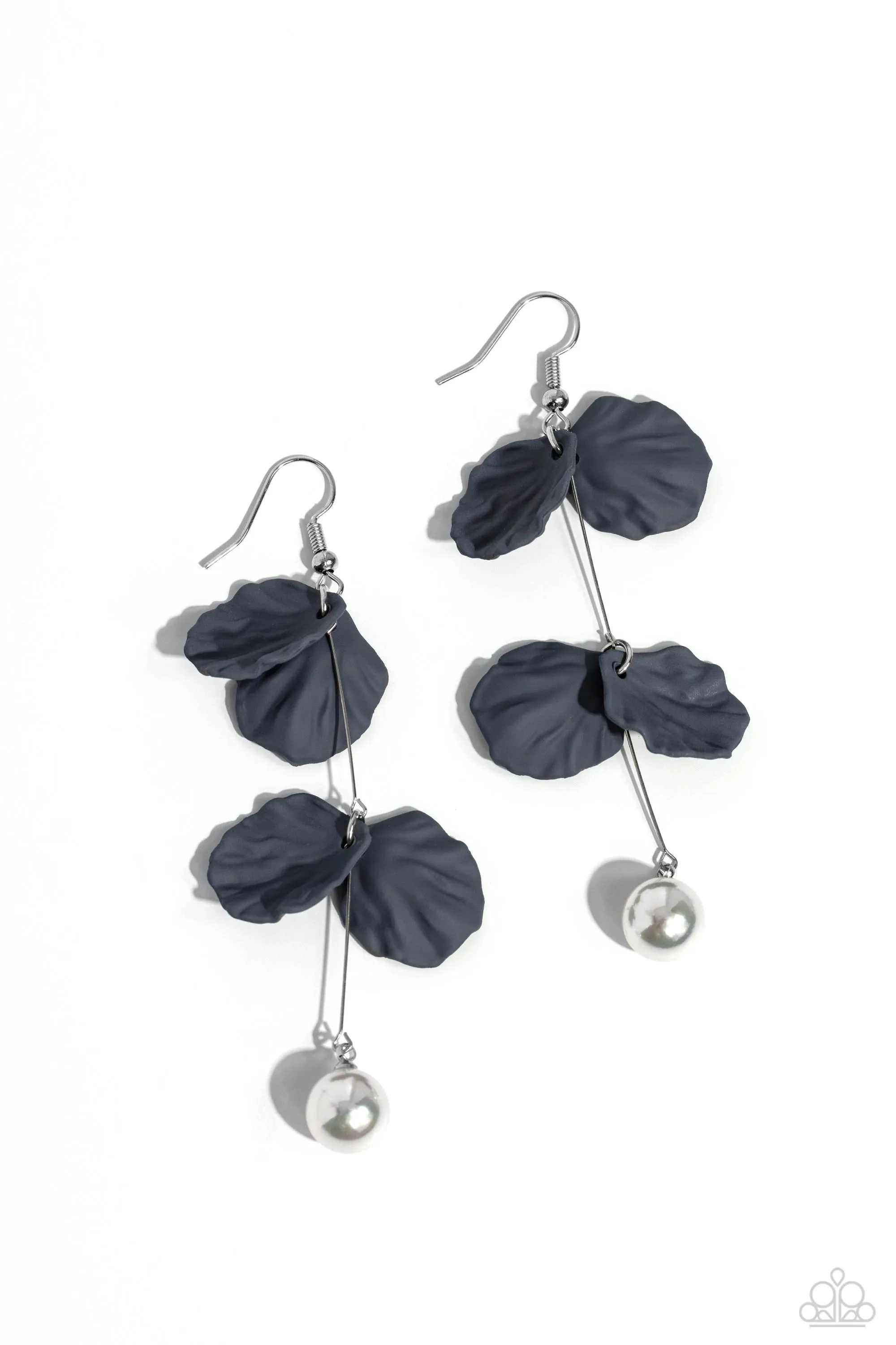 Edwardian Era - Silver - Acrylic Flower Petal White Pearl Paparazzi Fishhook Earrings