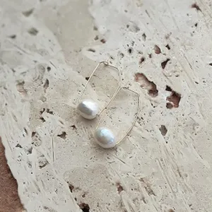 Edwina Pearl Hoop Earrings (Silver)
