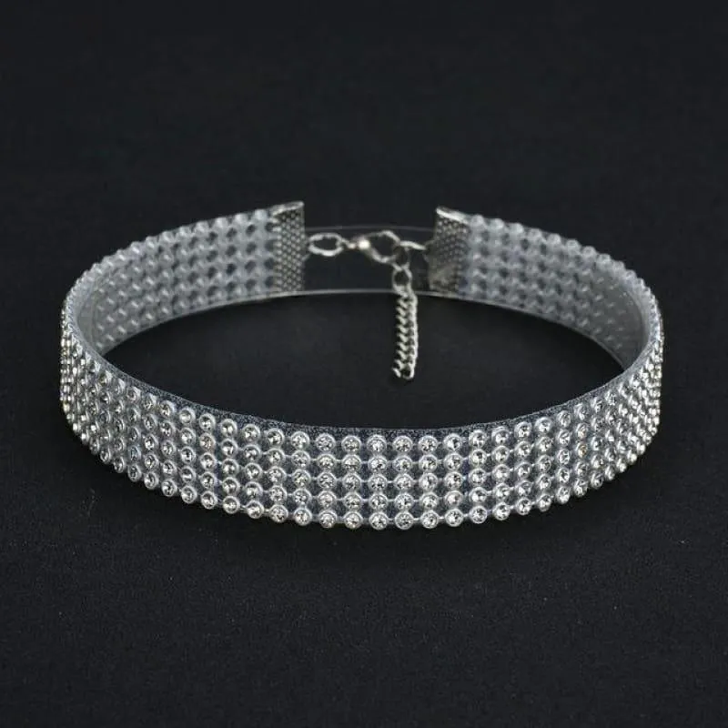 Elegant Wide Crystal Rhinestone Choker Necklace
