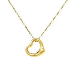 Elsa Peretti Tiffany & Co. 18 Karat Yellow Gold Open Heart Pendant Necklace