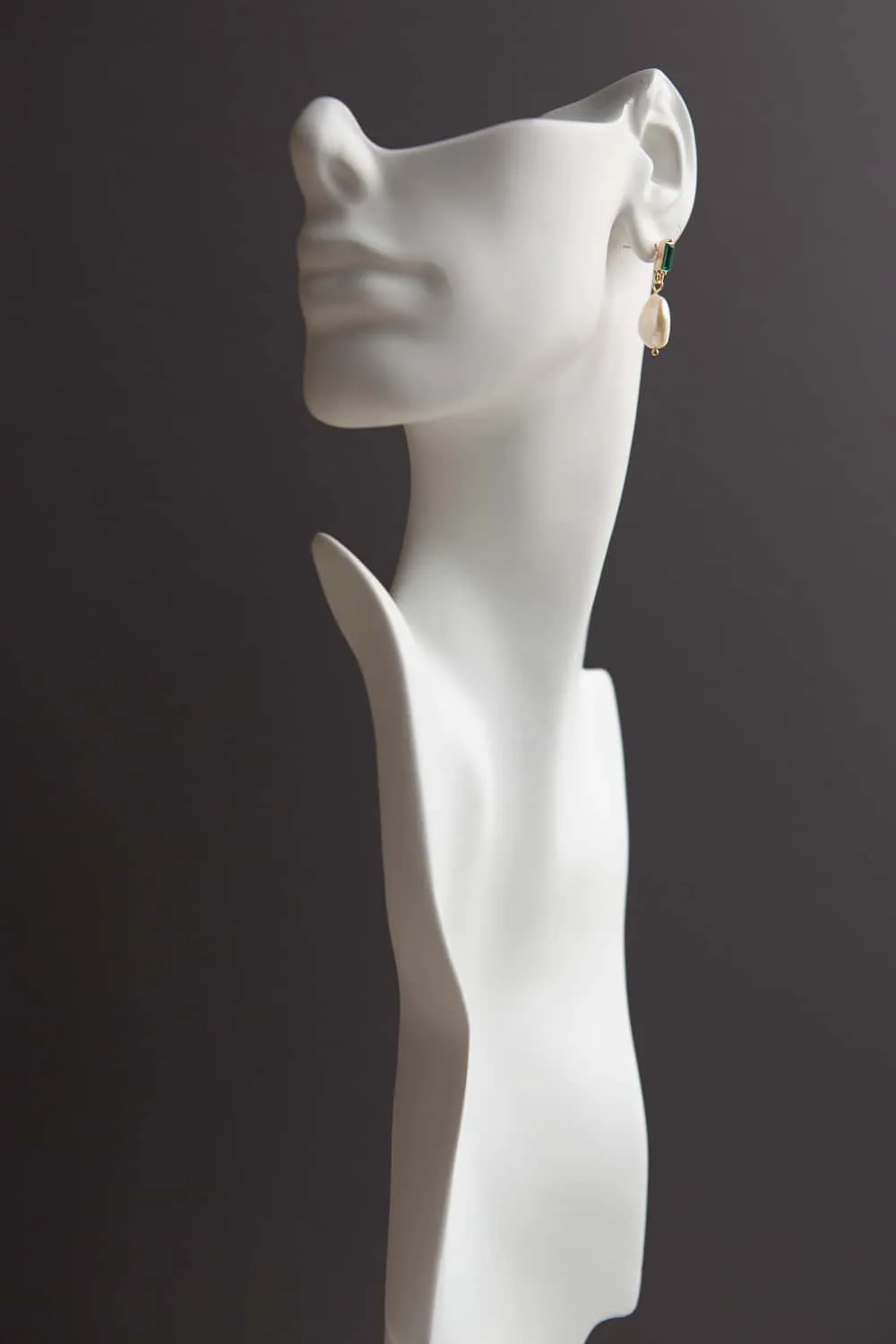 Emerald Green Crystal Baroque Pearl Drop Earrings