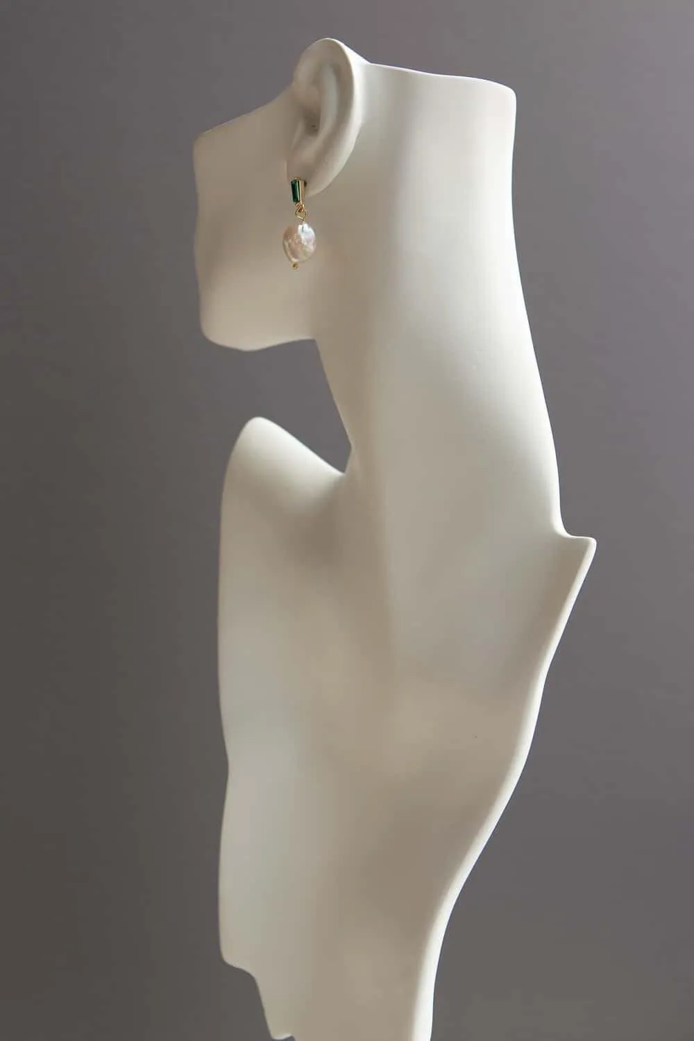 Emerald Green Crystal Baroque Pearl Drop Earrings