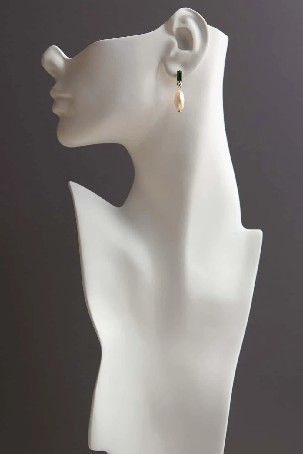 Emerald Green Crystal Baroque Pearl Drop Earrings