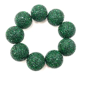 Emerald Green Crystal Sphere Stretch Statement Bracelet