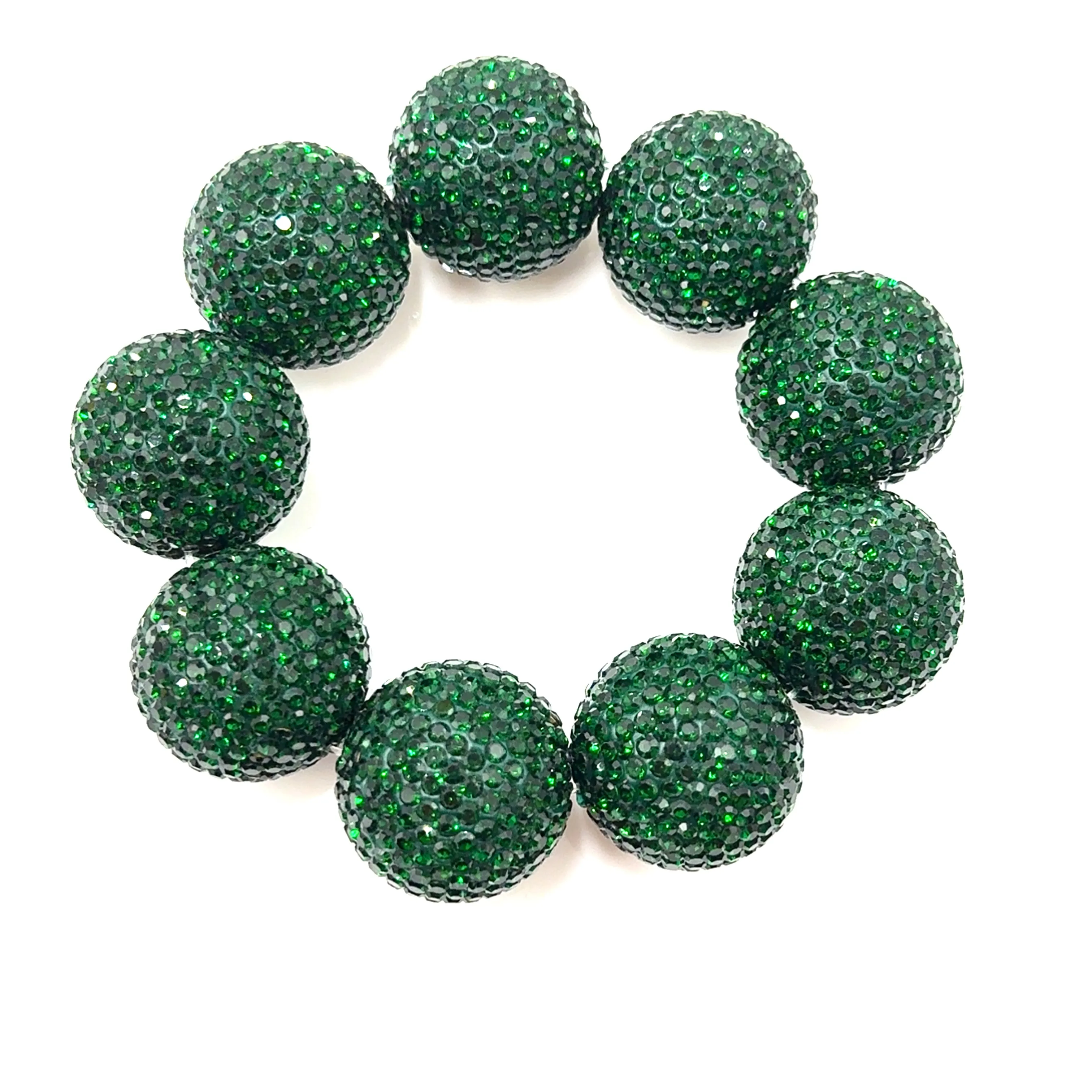 Emerald Green Crystal Sphere Stretch Statement Bracelet