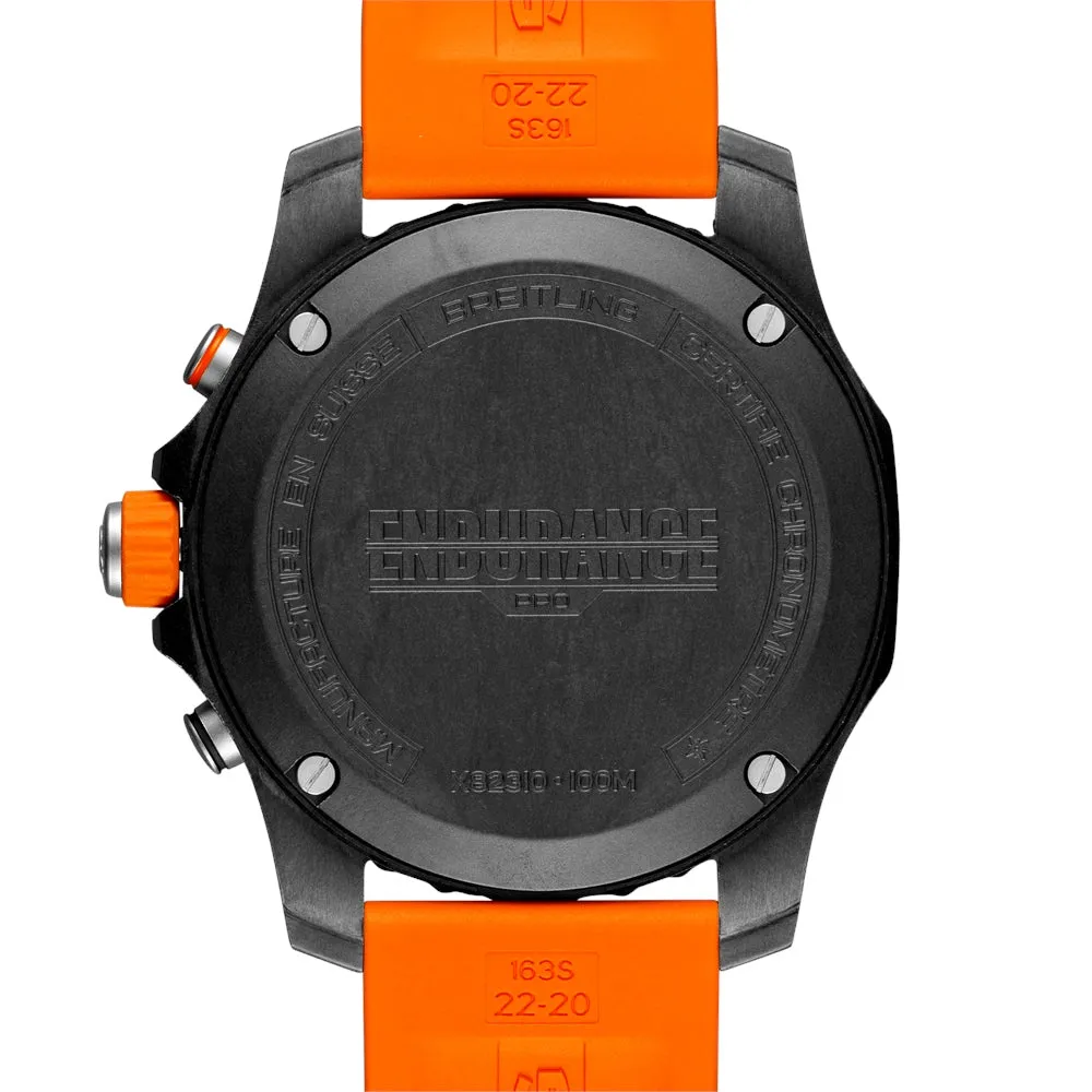 Endurance Pro Chrono B82 Black Breitlight Case Crwn Orange Rubber DIVER PRO III Strap