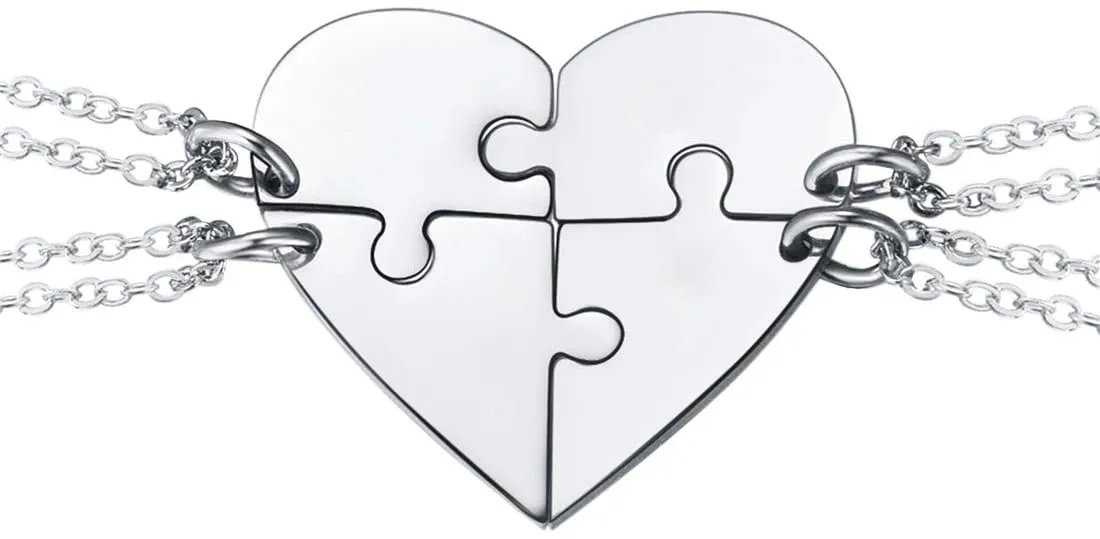 Engraved names 2-5 Best Friend Family Heart Shaped Matching Necklaces