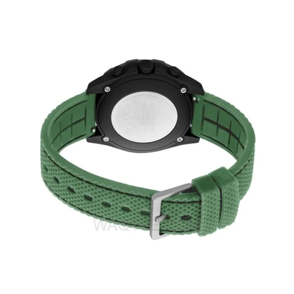 Esprit Moon Gents Green Rubber Grey Dial Chronograph Watch