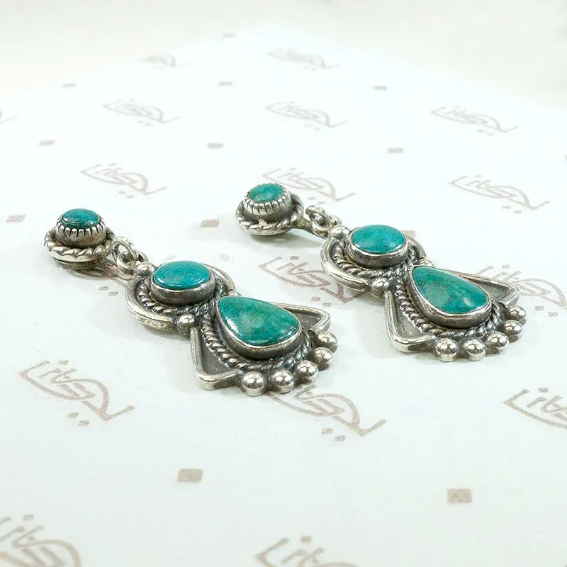 Fabulous Turquoise Earrings with Wonderful Silver Work