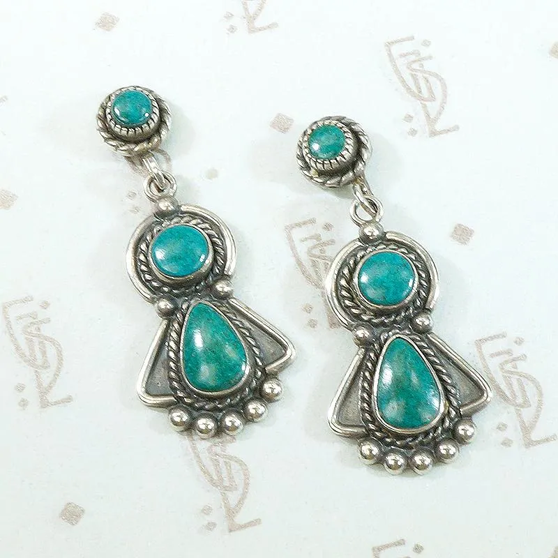 Fabulous Turquoise Earrings with Wonderful Silver Work