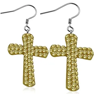 Fashion Alloy Purple CZ Religious Cross Drop Dangle Earrings