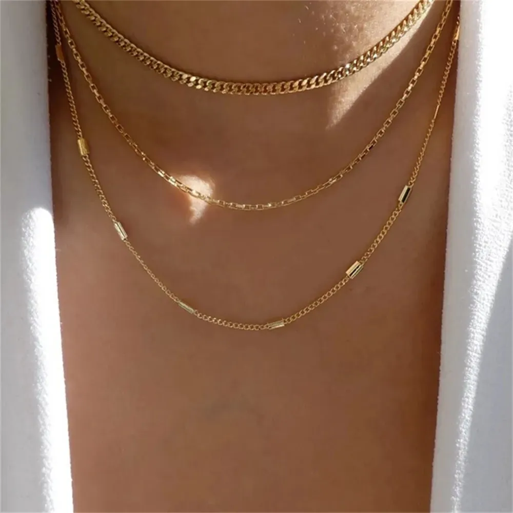 Fashion Gold Color Heart-Shaped Necklace For Women Trendy Multi-Layer Pendant Necklaces Set Jewelry Gifts
