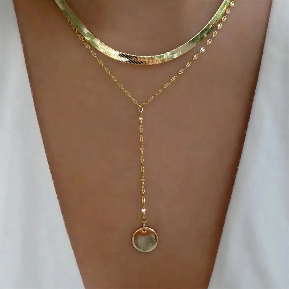 Fashion Gold Color Heart-Shaped Necklace For Women Trendy Multi-Layer Pendant Necklaces Set Jewelry Gifts